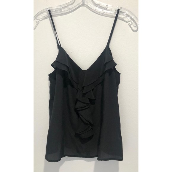UO silence + noise Silk Ruffle Black Cami - M - Picture 2 of 7
